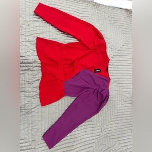 Express Vibrant Red and Purple Blazer
